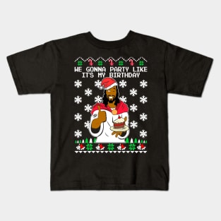 Black Jesus Ugly Christmas Kids T-Shirt